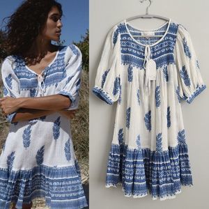 NWT Daughters of India Mishka Mini Dress in Azure Blue - Size XS